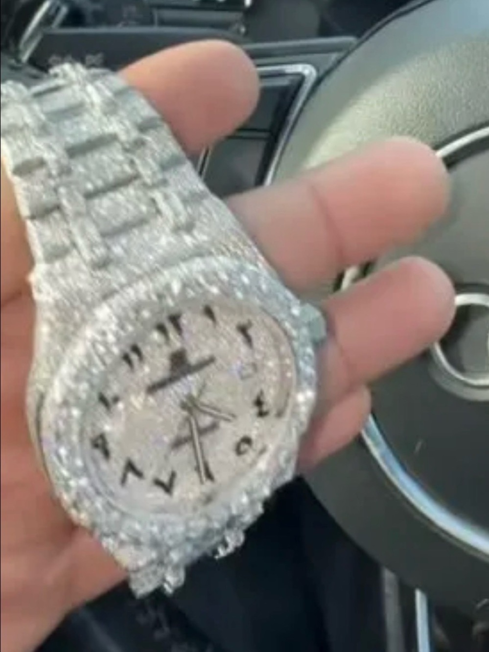 Men's Silver Iced-Out Bracelet Watch - Diamond Accent Style
